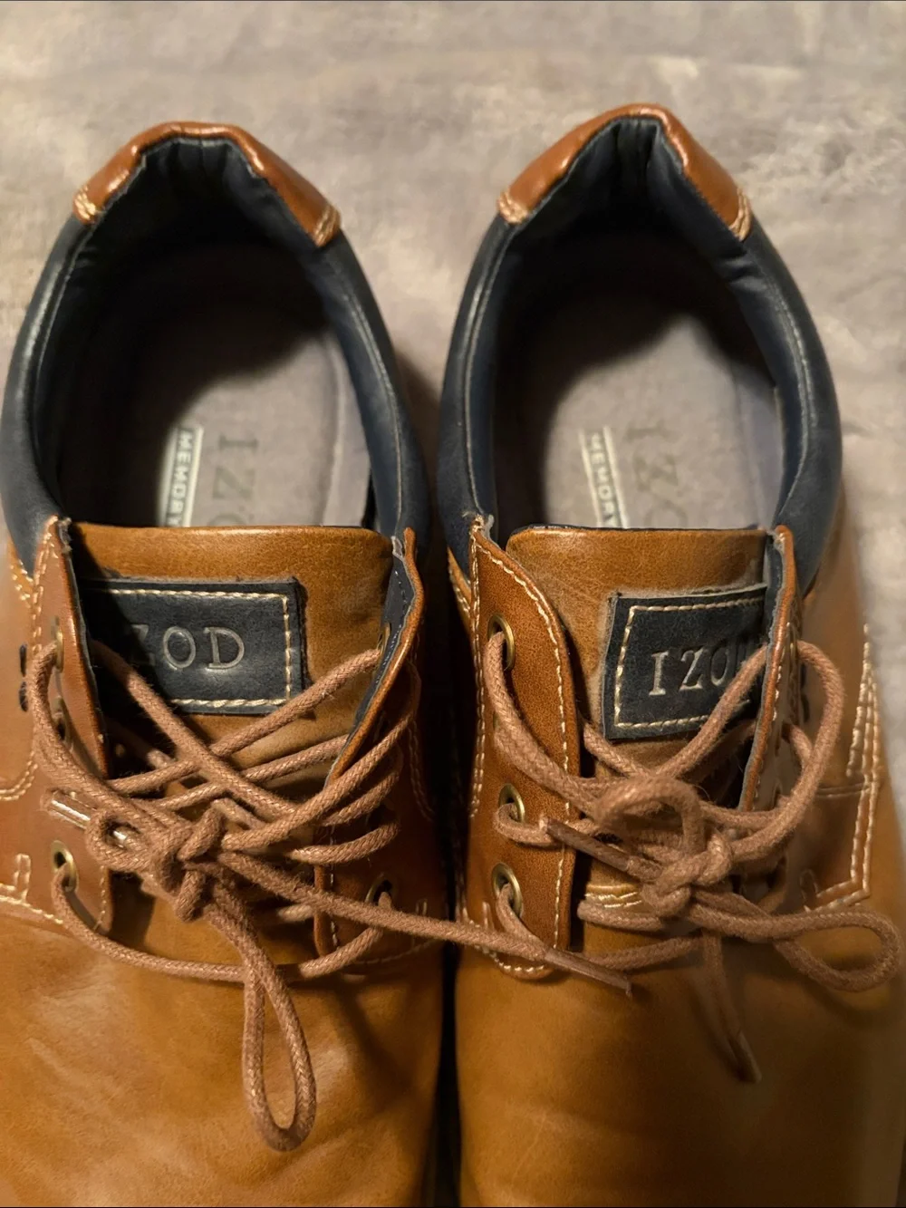 Izod Men's Brown Leather Derby Lace-Up Shoes